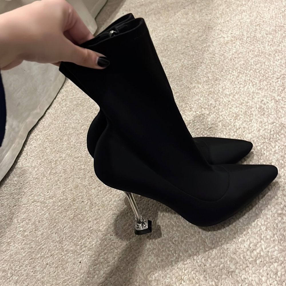 Fabric pointed toe boots